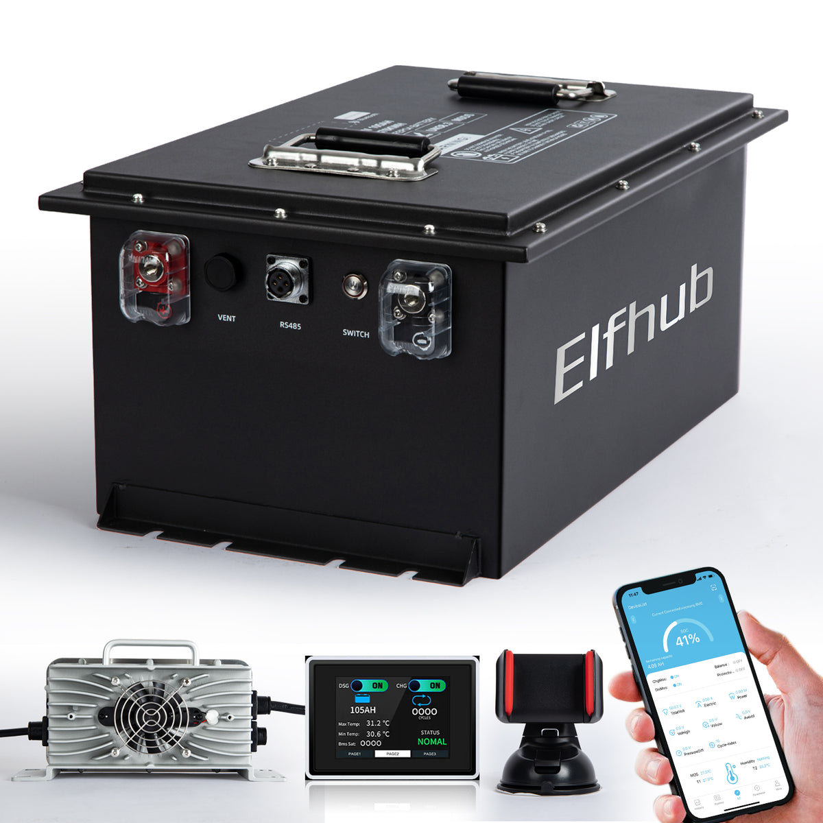 Elfhub 48V 105Ah Golf Cart Lithium Battery