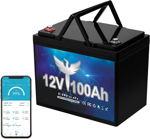 ⚡【Hot Sale】Elfhub 12V 100Ah Mini LiFePO4 Lithium Deep Cycle Battery