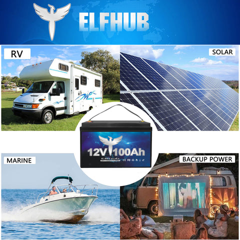 ⚡【Hot Sale】Elfhub 12V 100AH LiFePO4 Lithium Battery with Bluetooth