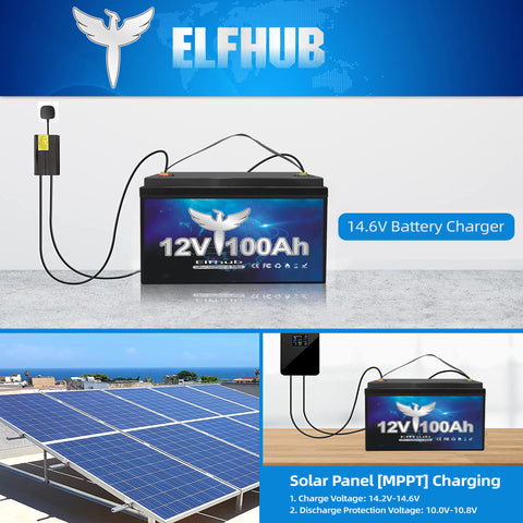 ⚡【Hot Sale】Elfhub 12V 100AH LiFePO4 Lithium Battery with Bluetooth