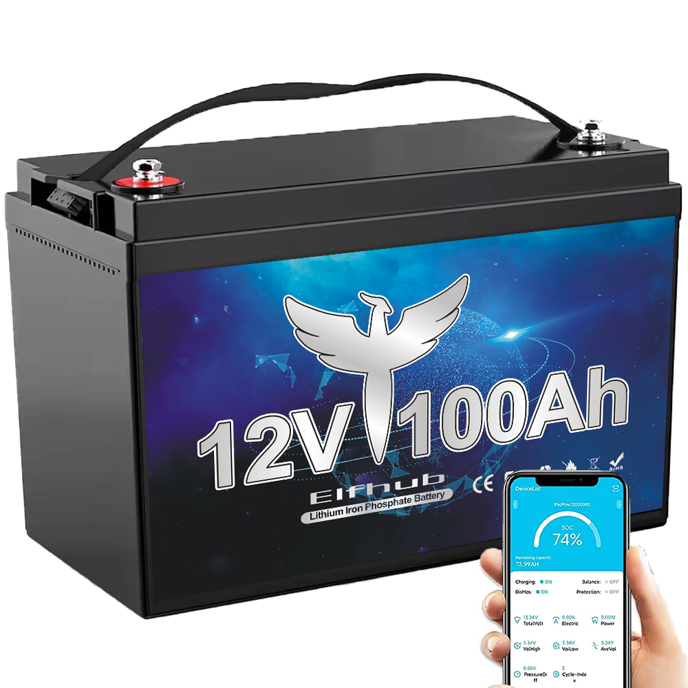 ⚡【Hot Sale】Elfhub 12V 100AH LiFePO4 Lithium Battery with Bluetooth